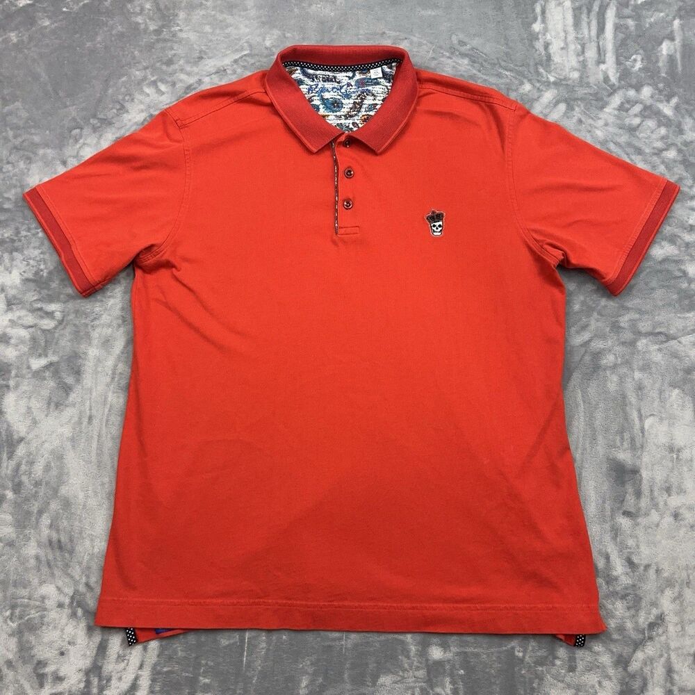 Robert Graham Shirt Men's Size XL Red Classic Fit Polo Crown Skull Logo